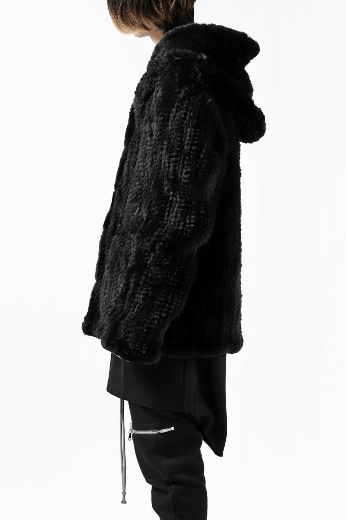 ISAMU KATAYAMA BACKLASH SNAP-HOODIE JACKET / REABBIT-FUR-KNIT