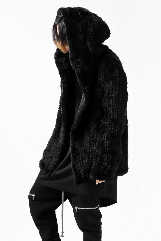 ISAMU KATAYAMA BACKLASH SNAP-HOODIE JACKET / REABBIT-FUR-KNIT