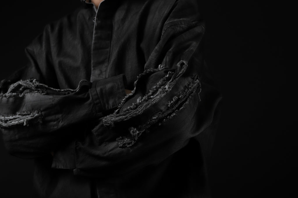 ALMOSTBLACK DAMAGE COATING DENIM SHIRT