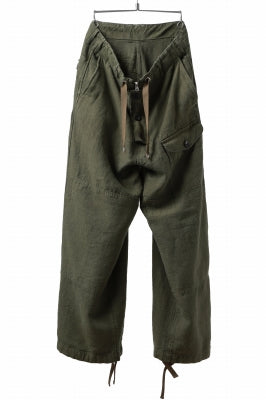 ISAMU KATAYAMA BACKLASH MILITARY TROUSERS / GARMENT NATURAL DYED LINEN CANVAS