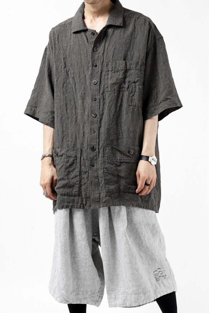 _vital short sleeve coverall shirt / linen-plaid