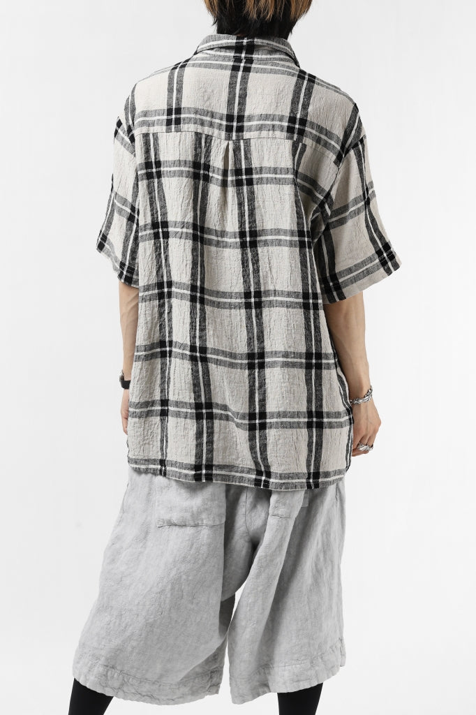 _vital short sleeve coverall shirt / linen-plaid 