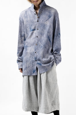 _vital button fly linen shirt / kasuri print