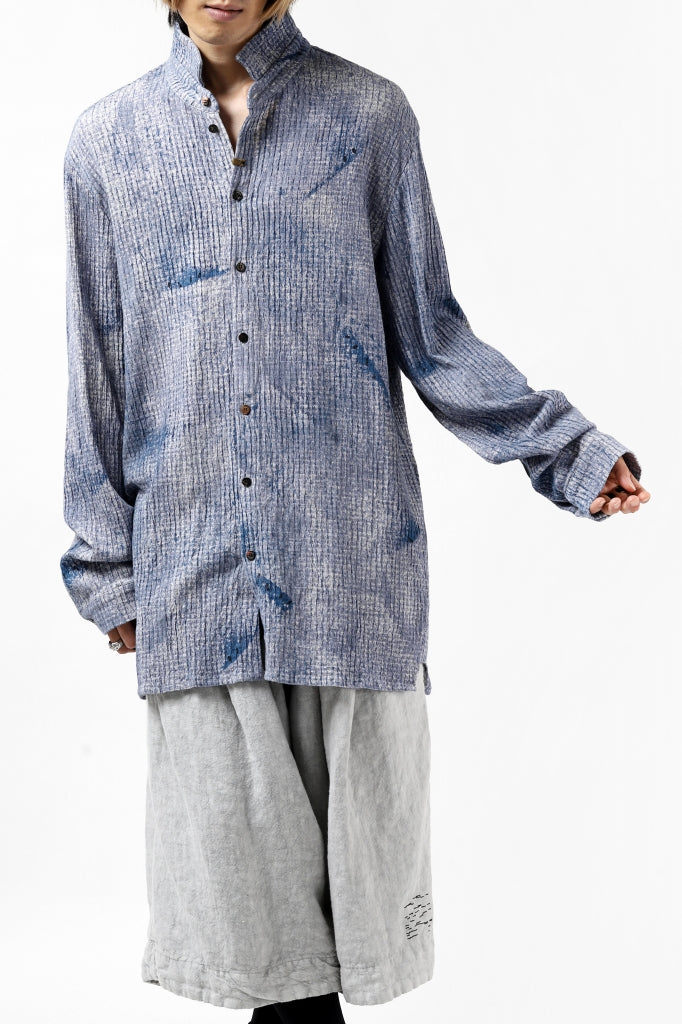  _vital button fly linen shirt / kasuri print