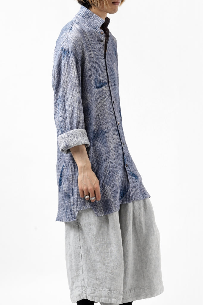  _vital button fly linen shirt / kasuri print