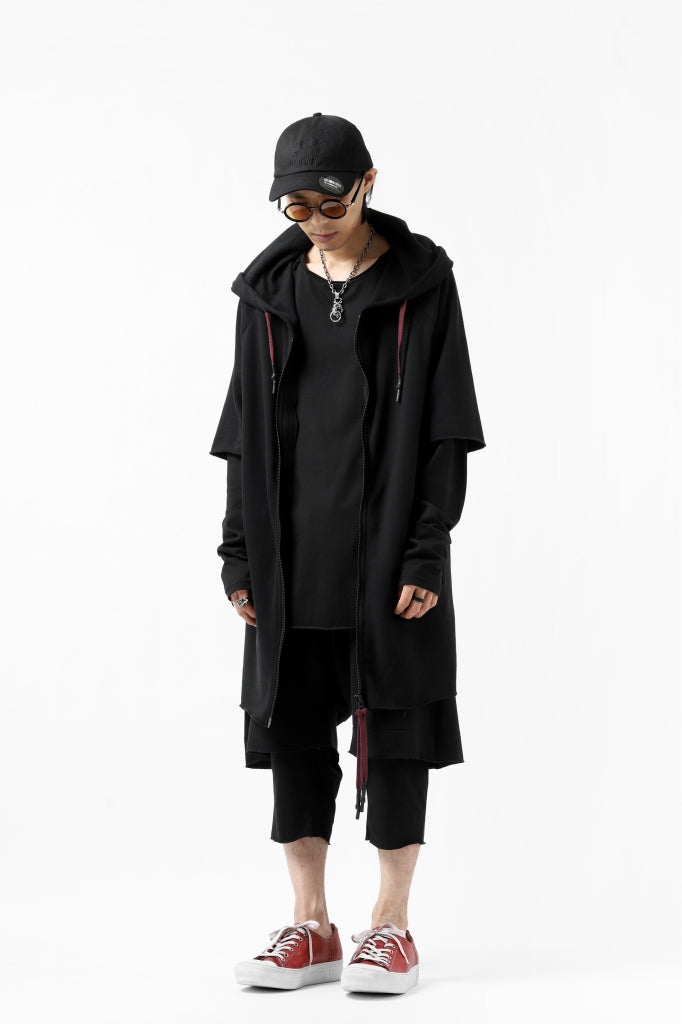 FIRST AID TO THE INJURED HOODY LAYERED SLEEVE ZIP PARKA / FRENCH TERRY + JERSEY