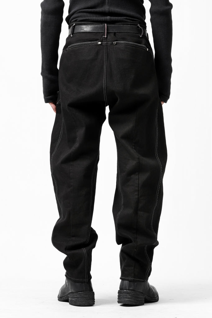 incarnation SELVEDGE JEAN TUCK TAPERED TROUSERS / ITALY 12oz DENIM (PIECE DYED BLACK)