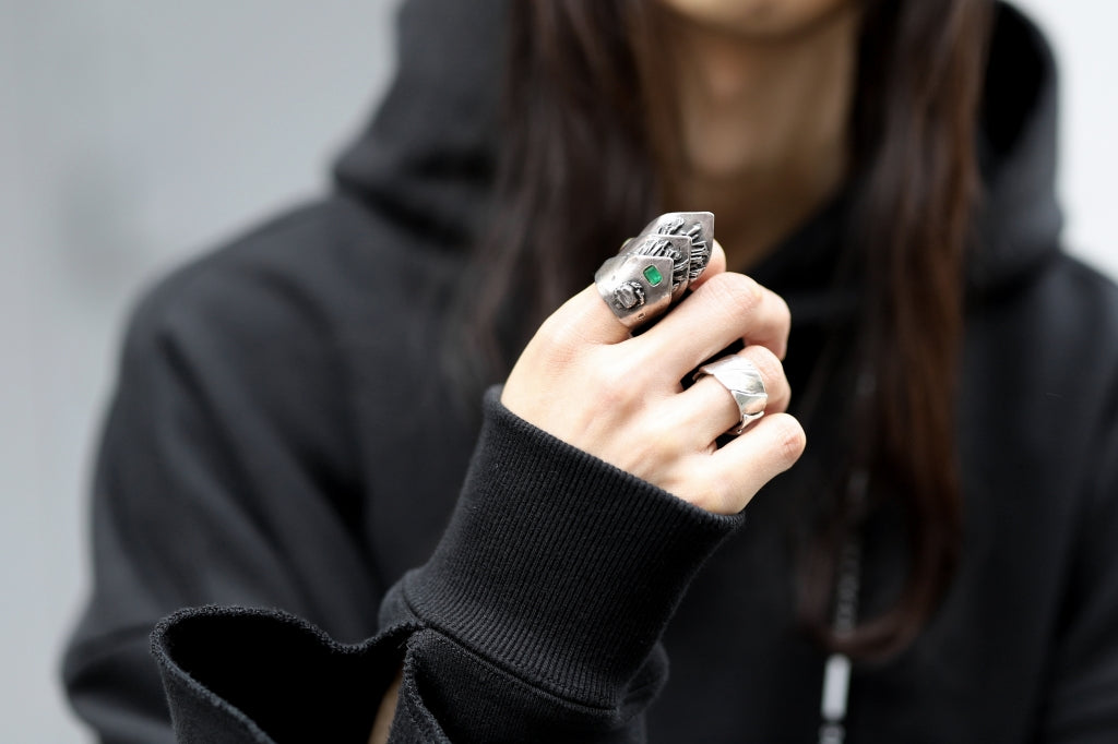 GASPARD HEX Mayan Ring with EMERALD JEWELRY