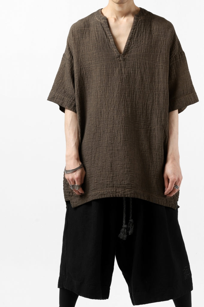 [ Tops ] _vital exclusive minimal tunica tops / persimmon dyed linen Price / ￥26,400 - (in tax) Size / 3 (*One Size) Color / Brown A Material / Double Gauze (Linen)