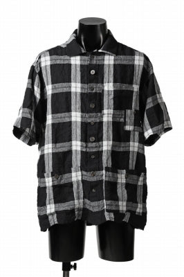 _vital pocket half sleeve shirt / linen-plaid