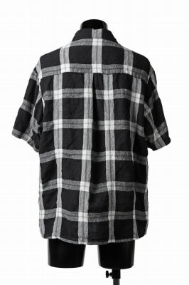 _vital pocket half sleeve shirt / linen-plaid