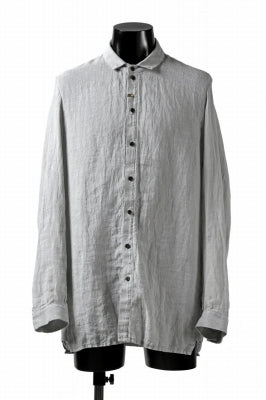 _vital button fly front shirt / sumi dyed organic linen