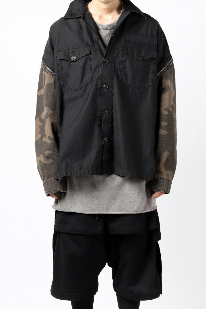 FACETASM ZIPPER ARMY SHIRT JACKET (BLACK x CAMO)