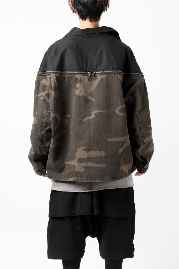 FACETASM ZIPPER ARMY SHIRT JACKET (BLACK x CAMO)