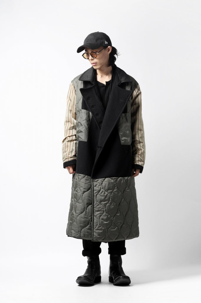 KLASICA HM-C DOUBLE BREASTED COAT with BONDED LINING / WOOLxSILK BOLD DUNGAREES