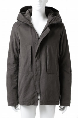 daub HOODED LONG ZIP COAT / TWEEDY MELANG