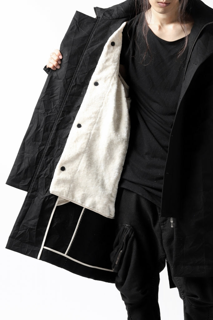 masnada MILITARY HOODIE LONG PARKA COAT with BOA LINNER /  COTONE STROPICCIATO (BLACK)