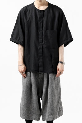 KAZUYUKI KUMAGAI No Collar Shirt / High Density Herdmans x Broad Stretch *Garment Dyed