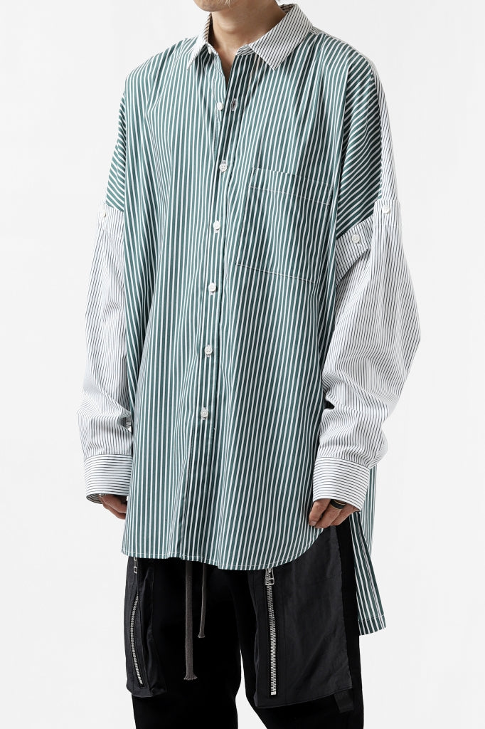 KAZUYUKI KUMAGAI Paneled Shirt Detachable-Detail [Stretch Stripe]