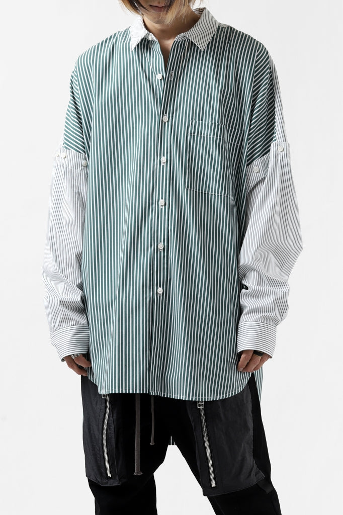 KAZUYUKI KUMAGAI Paneled Shirt Detachable-Detail [Stretch Stripe]