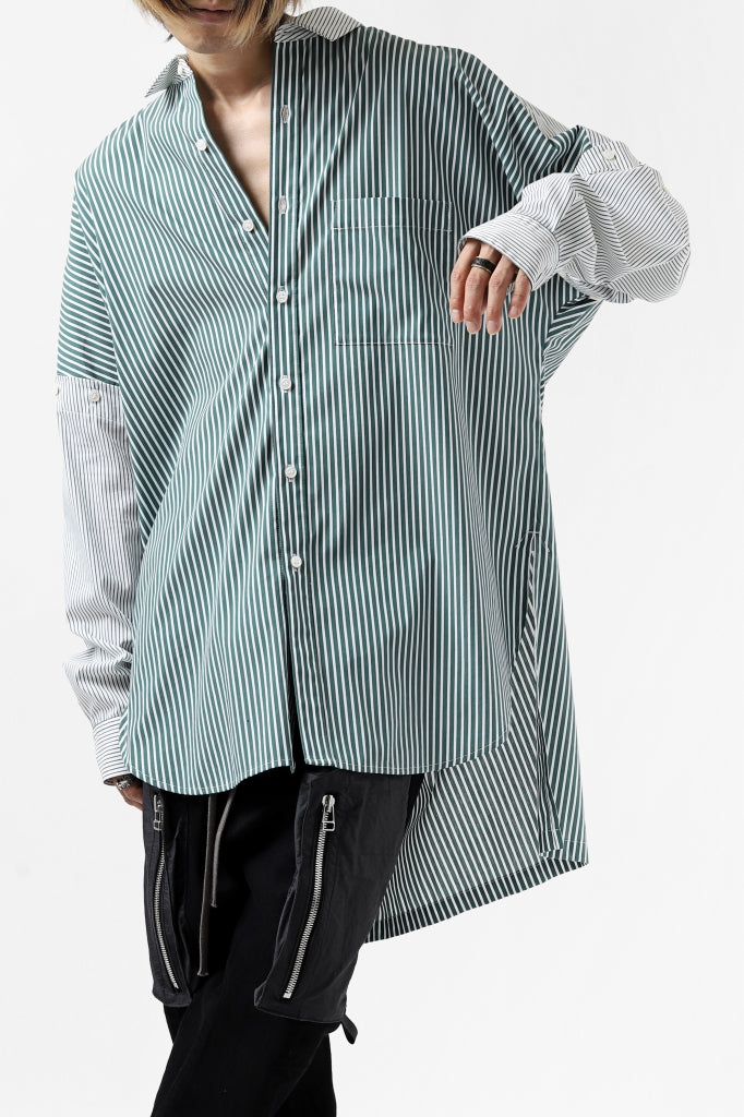 KAZUYUKI KUMAGAI Paneled Shirt Detachable-Detail [Stretch Stripe]