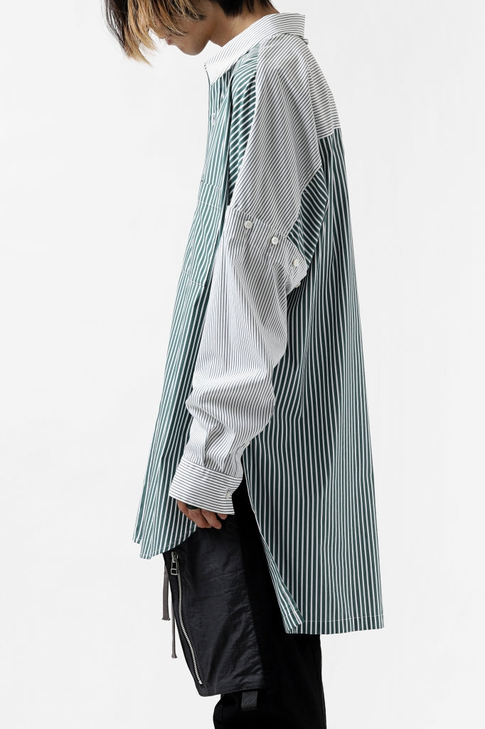 KAZUYUKI KUMAGAI Paneled Shirt Detachable-Detail [Stretch Stripe]