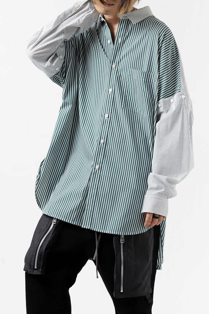 KAZUYUKI KUMAGAI Paneled Shirt Detachable-Detail [Stretch Stripe]