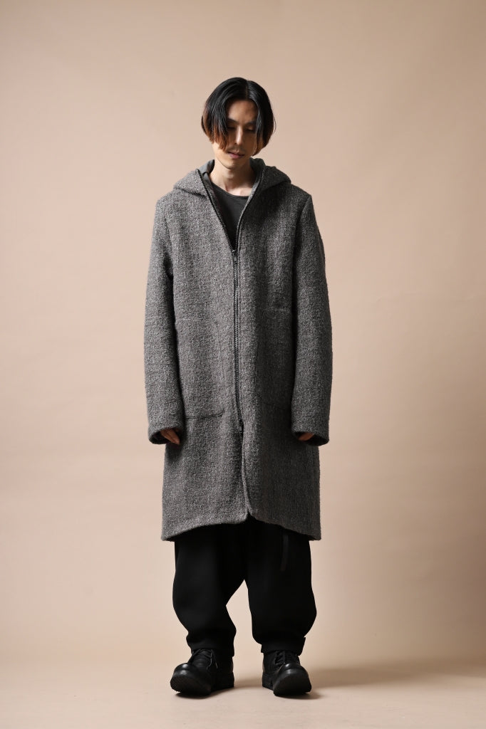 daub HOODED LONG ZIP COAT / TWEEDY MELANGE