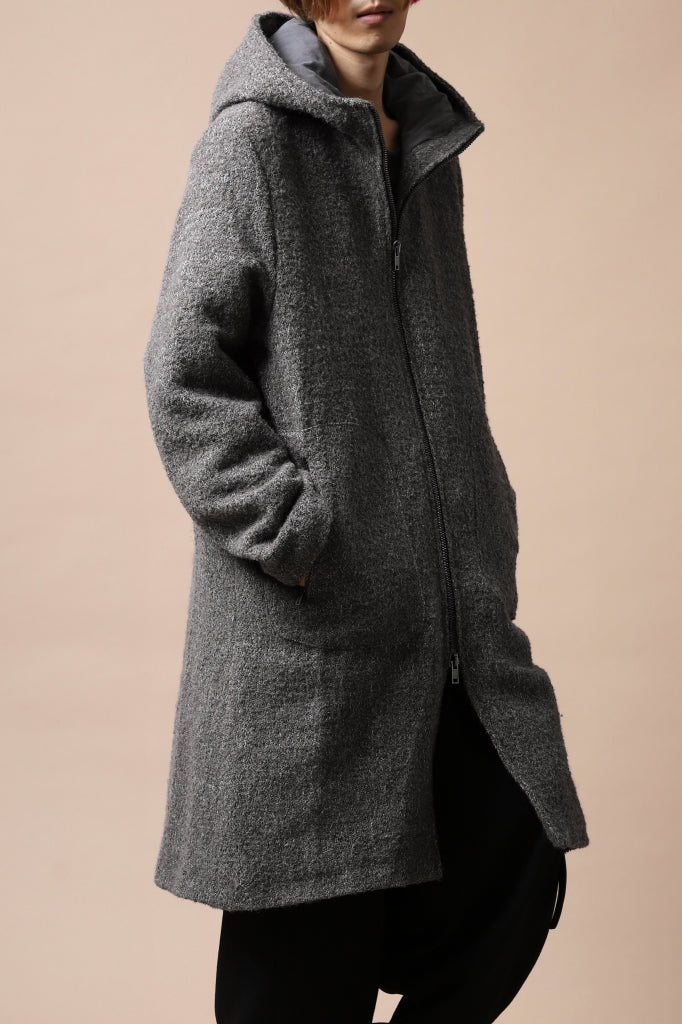 daub HOODED LONG ZIP COAT / TWEEDY MELANGE