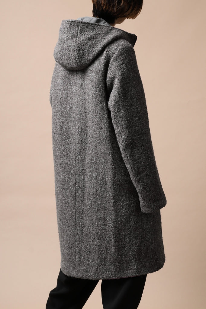 daub HOODED LONG ZIP COAT / TWEEDY MELANGE