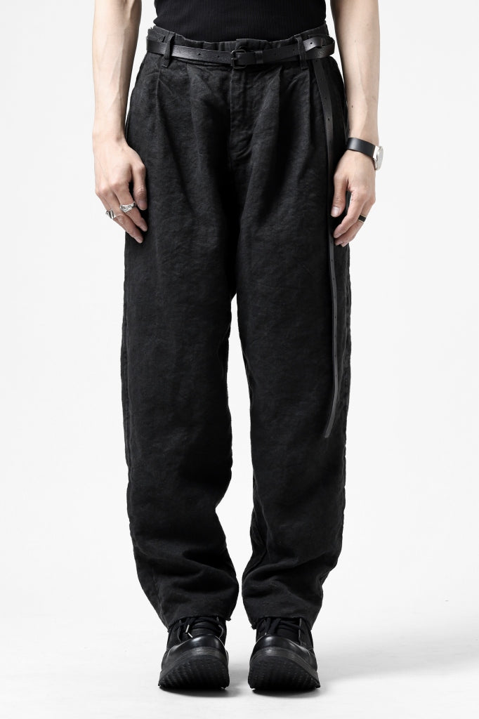 ISAMU KATAYAMA BACKLASH TAPERED TROUSERS / GARMENT NATURAL DYED LINEN CANVAS