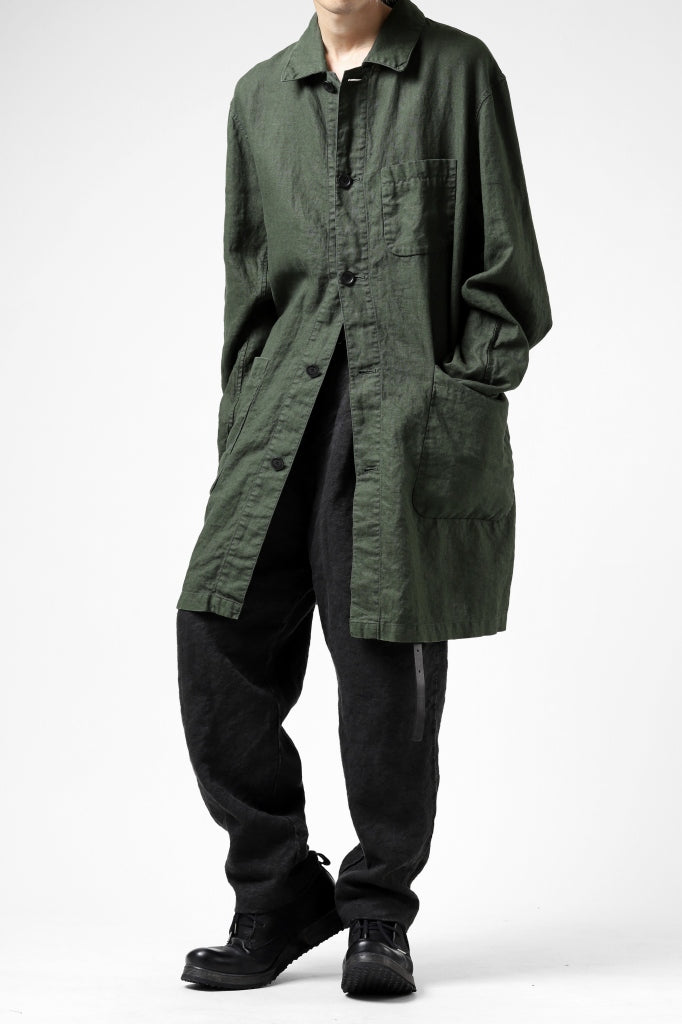 ISAMU KATAYAMA BACKLASH TAPERED TROUSERS / GARMENT NATURAL DYED LINEN CANVAS