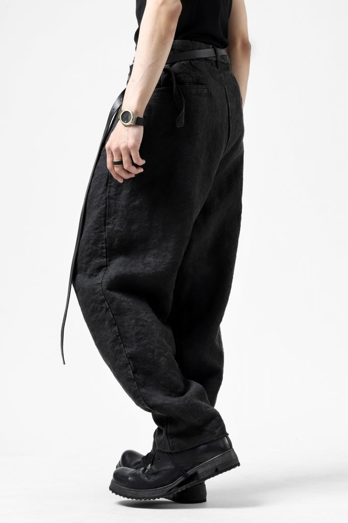 ISAMU KATAYAMA BACKLASH TAPERED TROUSERS / GARMENT NATURAL DYED LINEN CANVAS