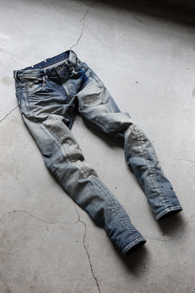 ISAMU KATAYAMA BACKLASH L/C SLIM DENIM PANTS / NATURAL USED FADE