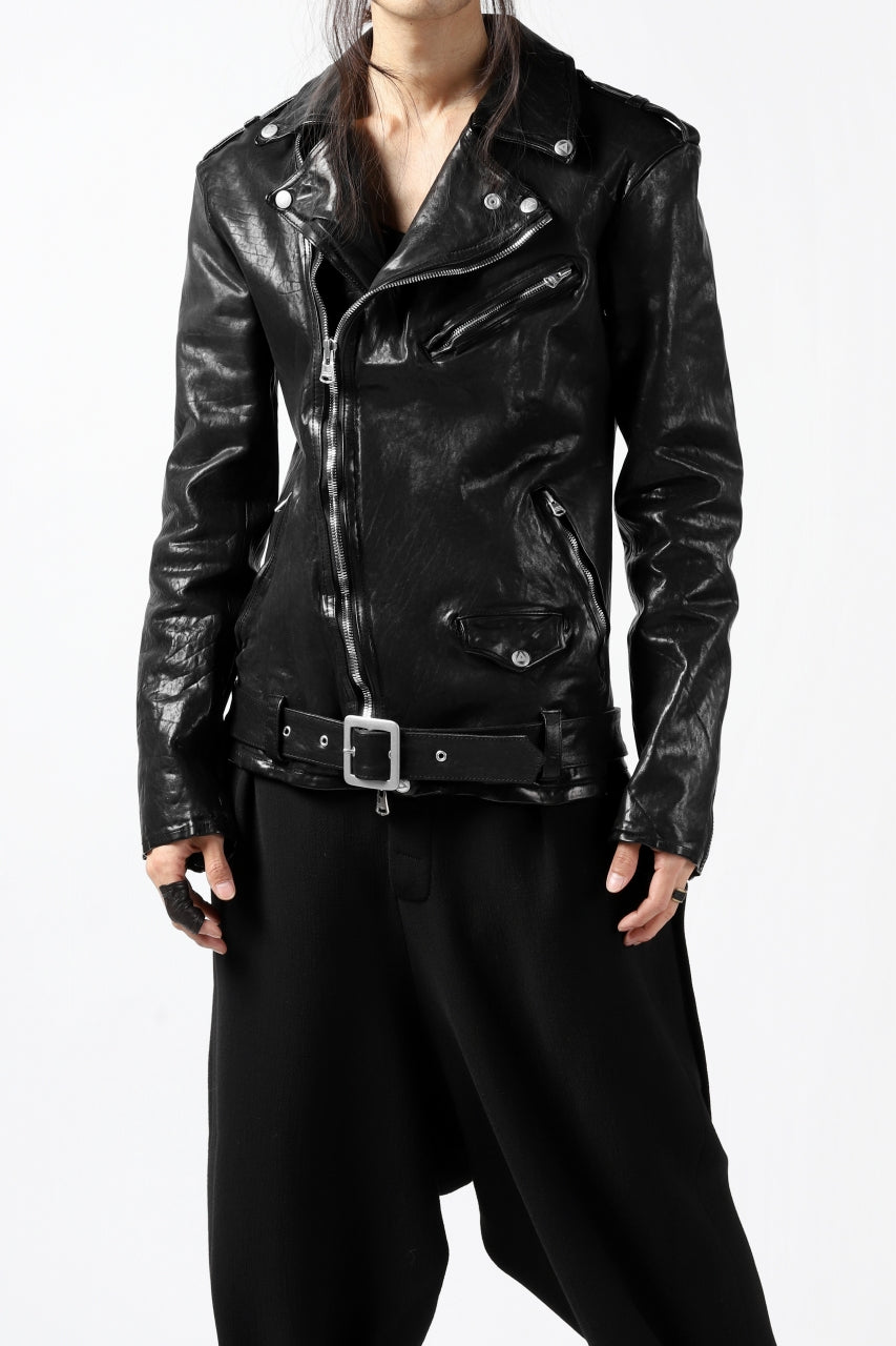 ISAMU KATAYAMA BACKLASH DOUBLE BREASTED JACKET / DOUBLE-SHOULDER OBJECT DYED (BLACK)