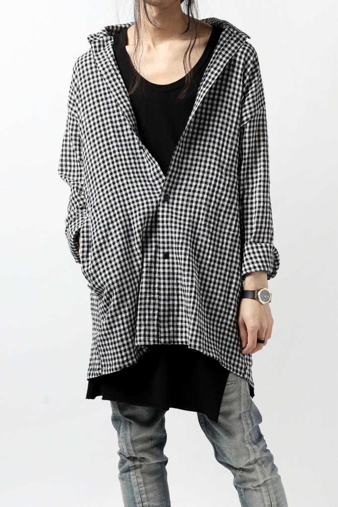 A.F ARTEFACT "GARDENER" LONG CHECK SHIRT (BLACK x WHITE)