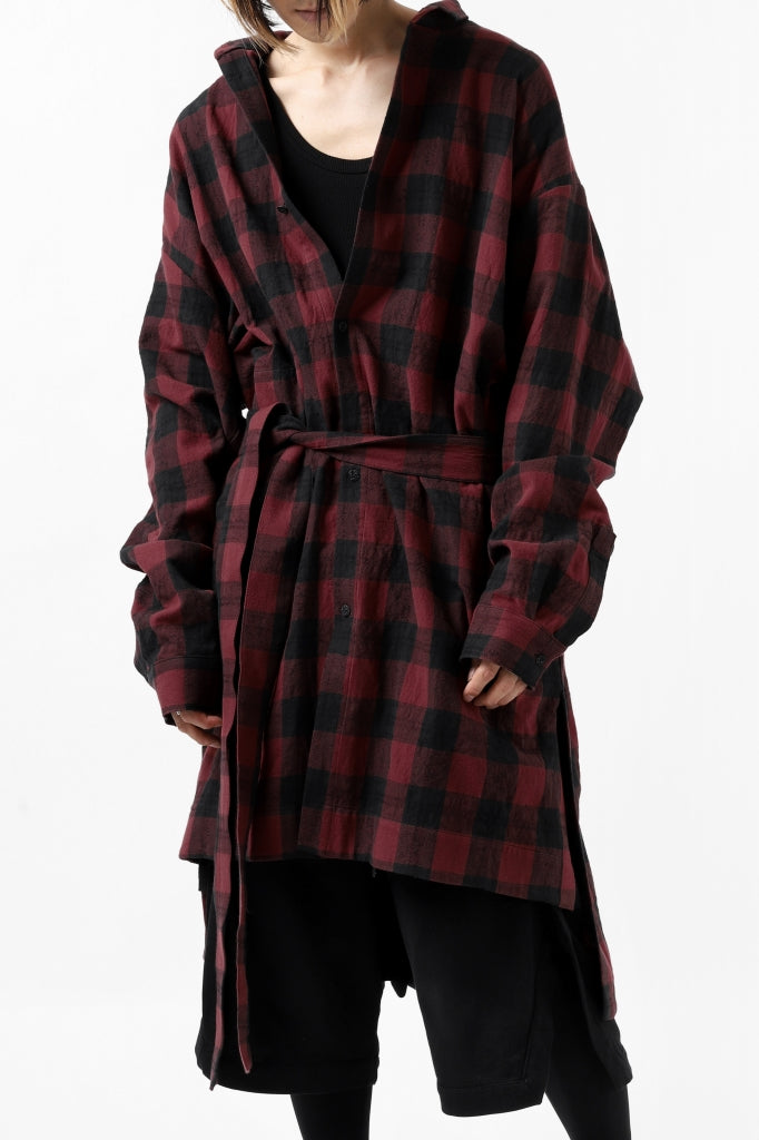 A.F ARTEFACT "cell" LONG GOWN CHECK SHIRT