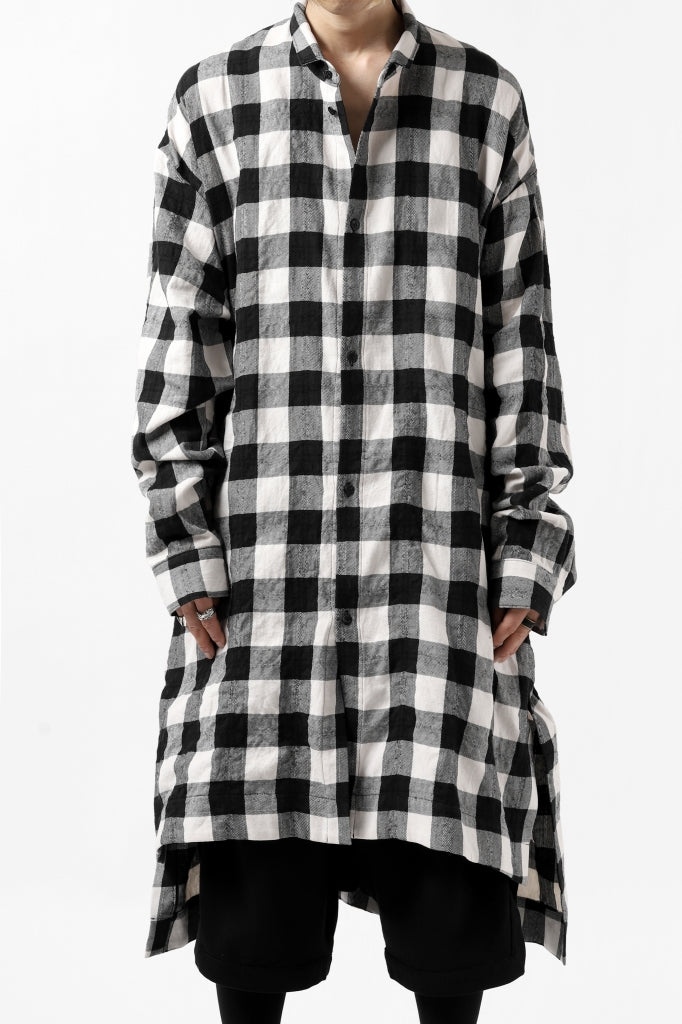 A.F ARTEFACT "cell" LONG GOWN CHECK SHIRT