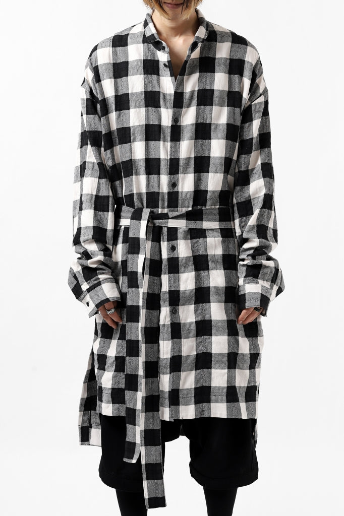 A.F ARTEFACT "cell" LONG GOWN CHECK SHIRT