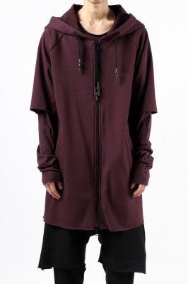 [ Hoodie ] FIRST AID TO THE INJURED HOODY LAYERED SLEEVE ZIP PARKA / FRENCH TERRY + JERSEY