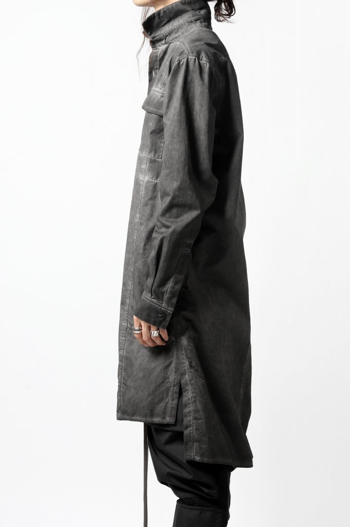 A.F ARTEFACT MILITARY LONG SHIRT / COLD DYED (GREY)