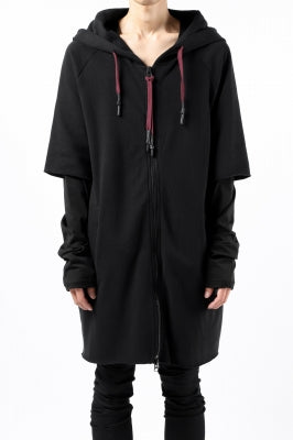 [ Hoodie ] FIRST AID TO THE INJURED HOODY LAYERED SLEEVE ZIP PARKA / FRENCH TERRY + JERSEY