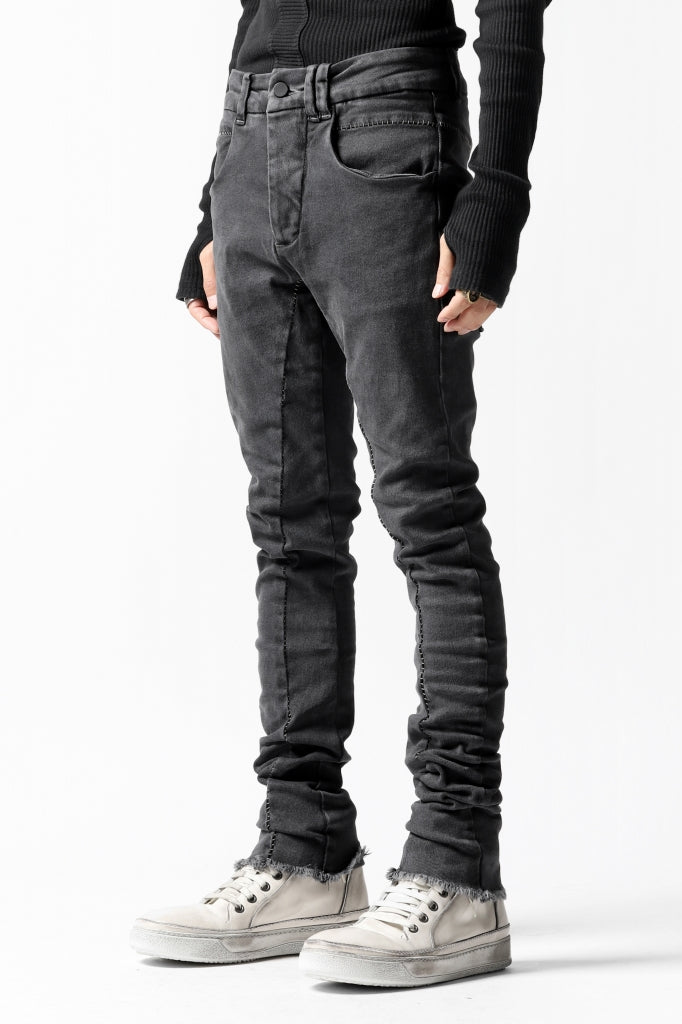thomkrom OVER LOCKED SKINNY TROUSERS /  FADE STRETCH DENIM (LIGHT GREY)