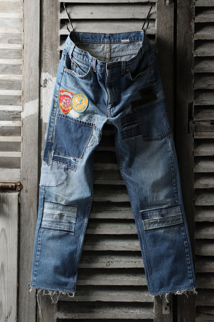 CHANGES VINTAGE REMAKE PATCHWORK DENIM TAPERED PANTS / VINTAGE DENIM_B