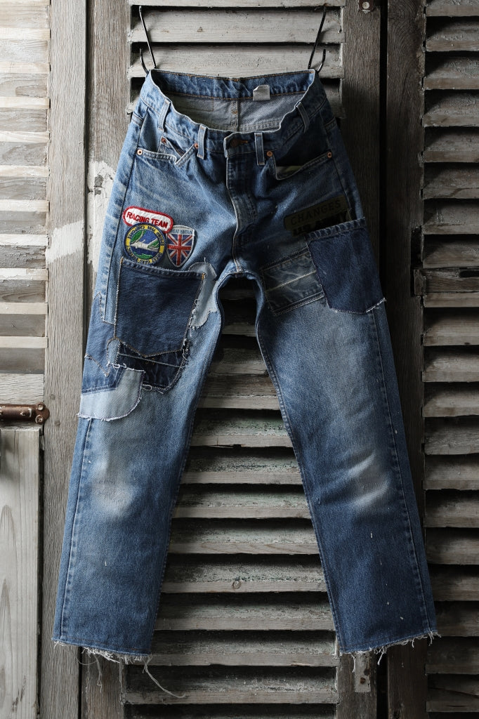 CHANGES VINTAGE REMAKE PATCHWORK DENIM TAPERED PANTS / VINTAGE DENIM