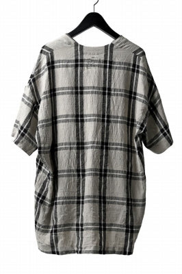 _vital exclusive collarless pullover shirt / linen-Plaid