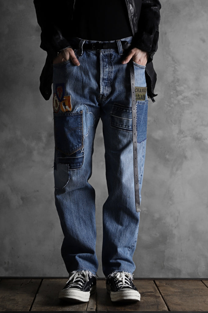 CHANGES VINTAGE REMAKE PATCHWORK DENIM TAPERED PANTS / VINTAGE DENIM