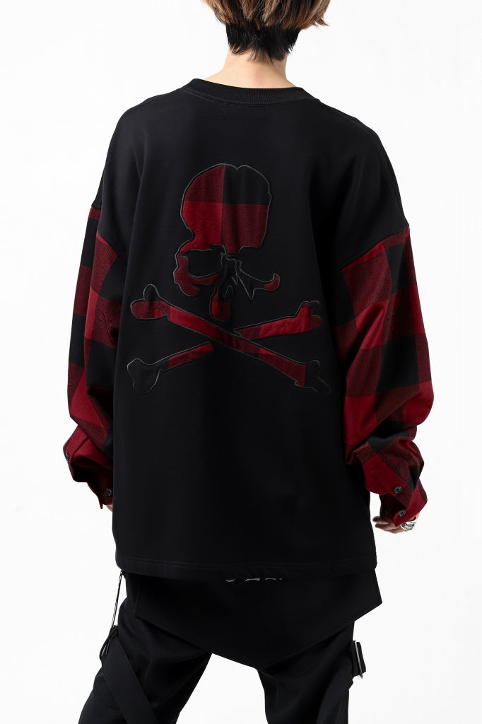 mastermind JAPAN DOCKING OVER TOPS / SWEAT+BLOCK CHECK (BLACK RED)