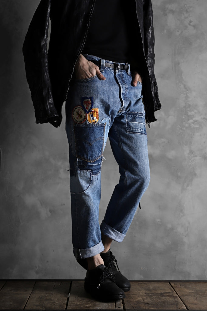 CHANGES VINTAGE REMAKE PATCHWORK DENIM TAPERED PANTS / VINTAGE DENIM