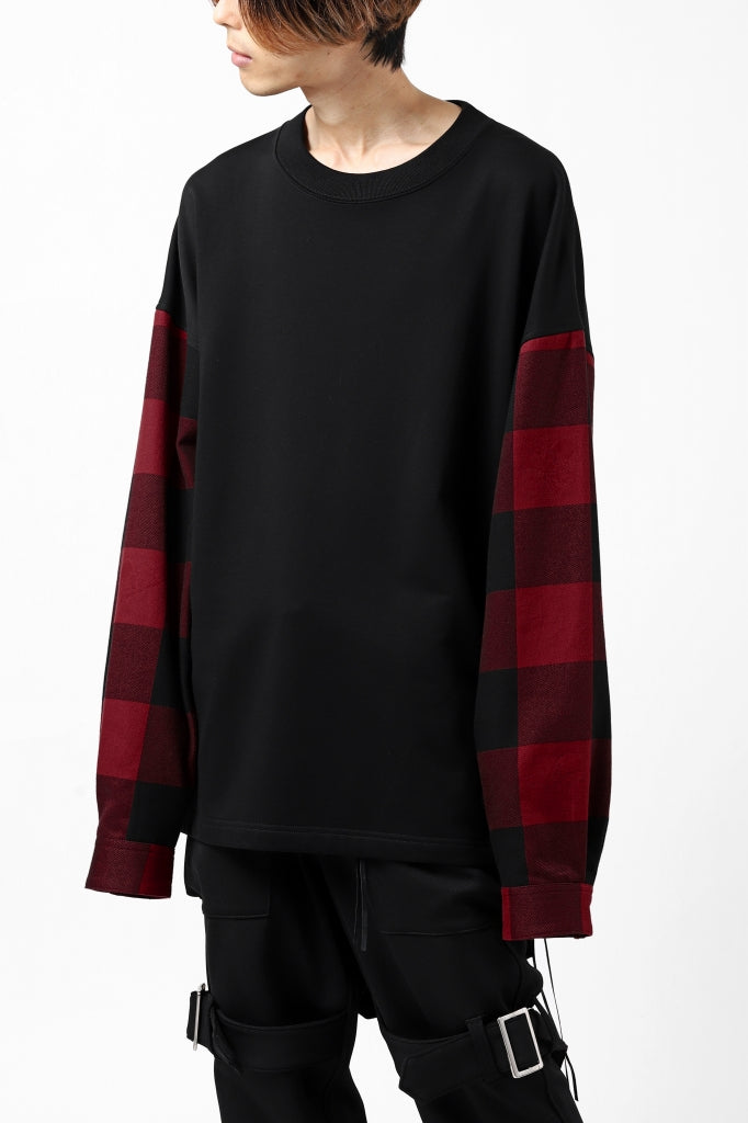 mastermind JAPAN DOCKING OVER TOPS / SWEAT+BLOCK CHECK (BLACK RED)